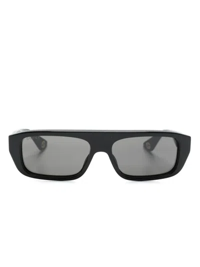 Gucci Rectangle-frame Tinted Sunglasses In 黑色