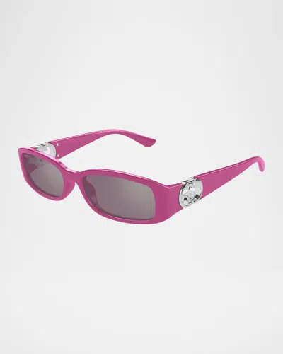 Gucci Rectangle Plastic Sunglasses In Purple
