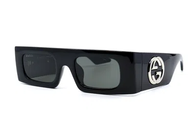 Pre-owned Gucci Rectangle Sunglasses Black/grey (gg1646s-001)