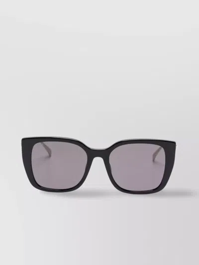 Gucci Rectangle Sunglasses Crystal-embellished Dark Lenses In Black