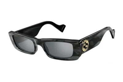Pre-owned Gucci Rectangle Sunglasses Grey/silver (gg0516s-013)