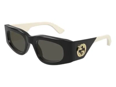 Pre-owned Gucci Rectangle Sunglasses In Black Grey (gg1664s/001/51)