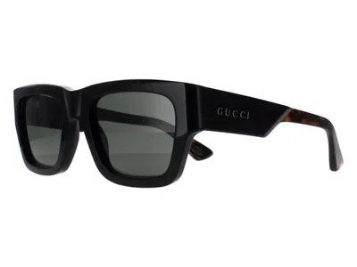 Pre-owned Gucci Rectangle Sunglasses In Black Havana Grey (gg1668s/001/52)