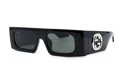 Pre-owned Gucci Rectangle Sunglasses In Black/grey (gg1646s/001)