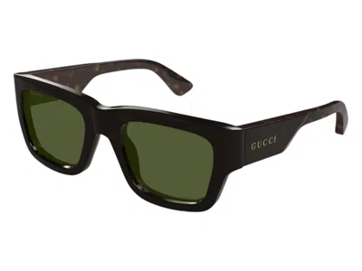 Pre-owned Gucci Rectangle Sunglasses In Brown Havana Green (gg1668s/004/fr)
