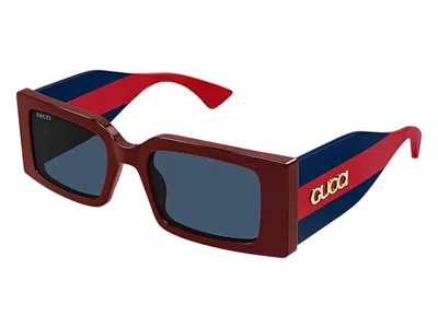 Pre-owned Gucci Rectangle Sunglasses In Burgundy Blue (gg1860s/003/52)
