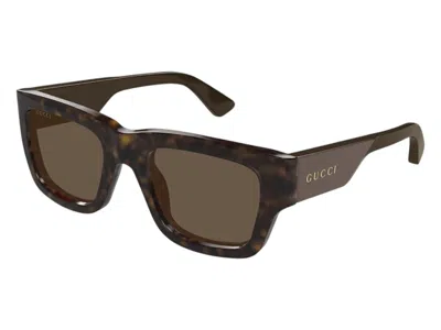 Pre-owned Gucci Rectangle Sunglasses In Havana Green Brown (gg1668s/005/fr)