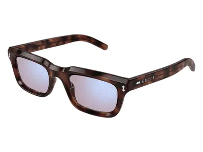 Pre-owned Gucci Rectangle Sunglasses In Havana Violet (gg1524s/005/fr) In Purple