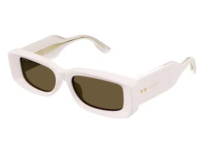 Pre-owned Gucci Rectangle Sunglasses In Ivory Brown (gg1528s/003/fr)