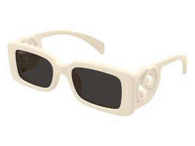 Pre-owned Gucci Rectangle Sunglasses In Ivory White (gg1325s/013/54)