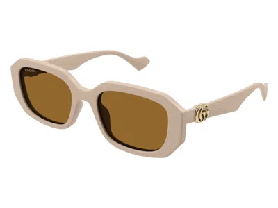 Pre-owned Gucci Rectangle Sunglasses In Nude Brown (gg1535s/003/fr)