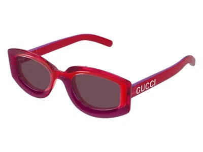 Pre-owned Gucci Rectangle Sunglasses In Red Violet (gg1719s/004/51)