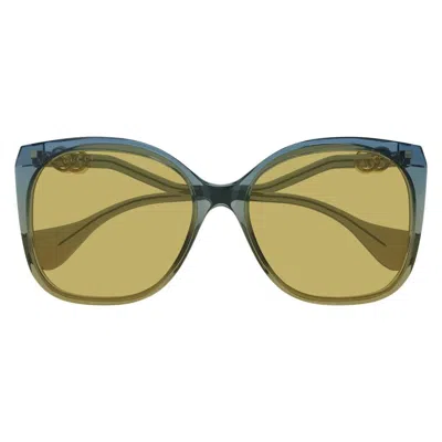 Gucci Rectangle-frame Acetate Sunglasses Gg1010s-003 For Women - 60mm Lens Width In Green