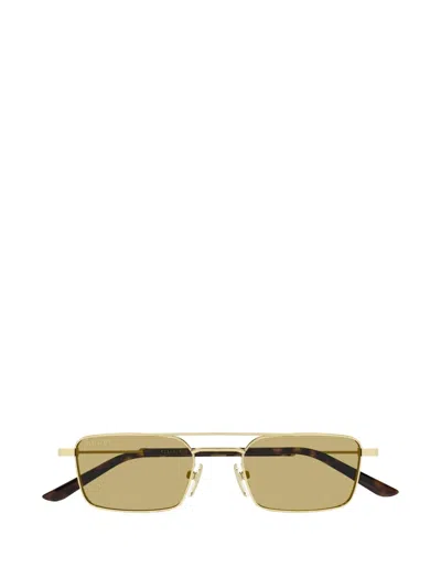 Gucci Rectangle-frame Sunglasses In Gold