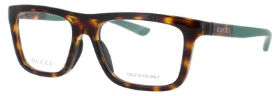 Gucci Rectangular Acetate Eyeglasses 54mm In 004 - Havana Green / Demo