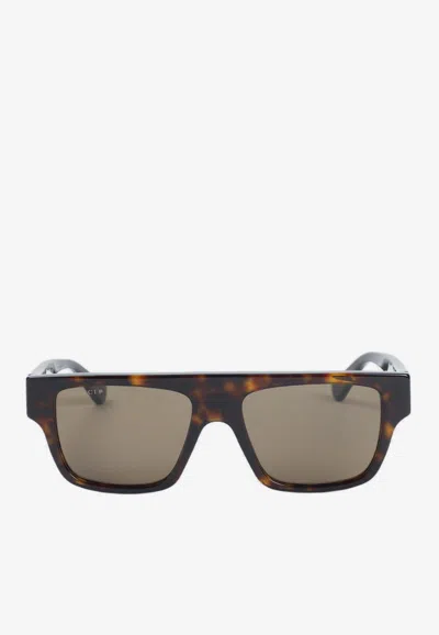 Gucci Rectangular Acetate Sunglasses In Brown