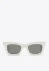 Gucci White Acetate Rectangular Sunglasses In Gray