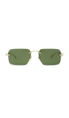 Gucci Rectangular Bamboo Metal Sunglasses In Green