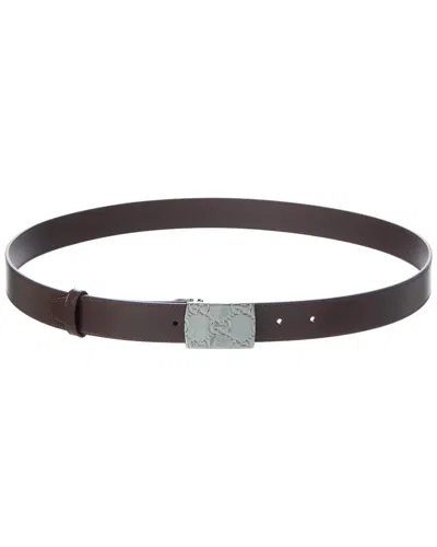 Gucci Rectangular Buckle Leather Belt In Brown