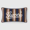 Gucci Rectangular Cotton Jacquard Cushion In Blue