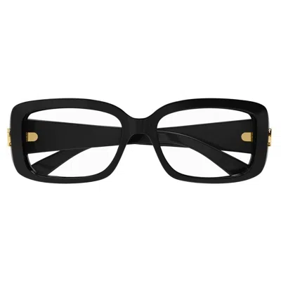 Gucci Rectangular Frame Glasses In 001 Black Black Transpare