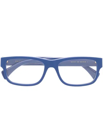 Gucci Rectangular-frame Logo Glasses In Blue