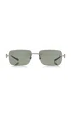 Gucci Rectangular-frame Metal Sunglasses In Grey