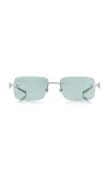 Gucci Rectangular-frame Metal Sunglasses In Silver