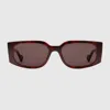 Gucci Rectangular-frame Sunglases In Brown