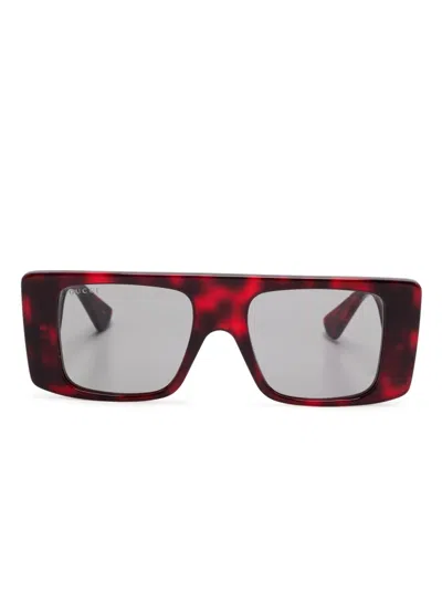 Gucci Rectangular-frame Sunglasses In Brown
