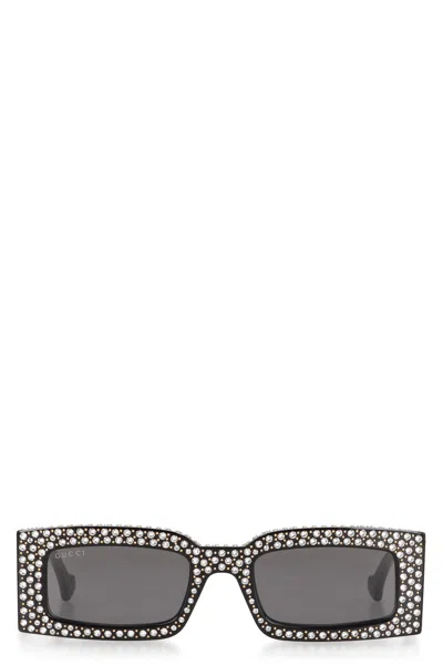 Gucci Rectangular Frame Sunglasses In Black