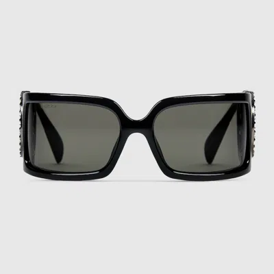 Gucci Rectangular Frame Sunglasses In Black