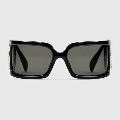 Gucci Rectangular Frame Sunglasses In Black