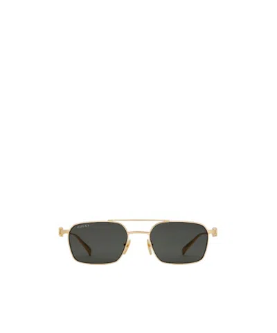 Gucci Rectangular Frame Sunglasses In Gold