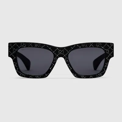 Gucci Rectangular Frame Sunglasses In Black