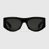 Gucci Rectangular Sunglasses In Glossy Black In Black