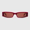 Gucci Acetate Sunglasses Frame Rectangular Lenses Tinted In Bordeaux