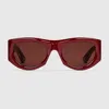 Gucci Rectangular-frame Sunglasses In Bordeaux