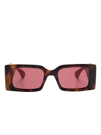 Gucci Rectangular-frame Sunglasses In Brown