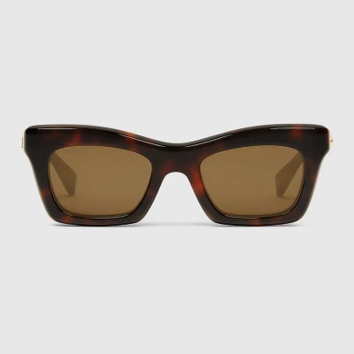 Gucci Rectangular Frame Sunglasses In Brown