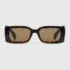 Gucci Rectangular Frame Sunglasses In Brown