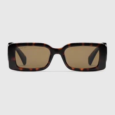 Gucci Rectangular Frame Sunglasses In Brown