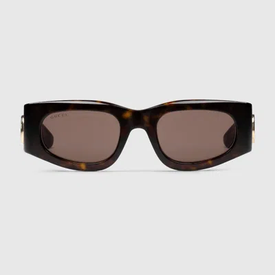 Gucci Rectangular Frame Sunglasses In Brown