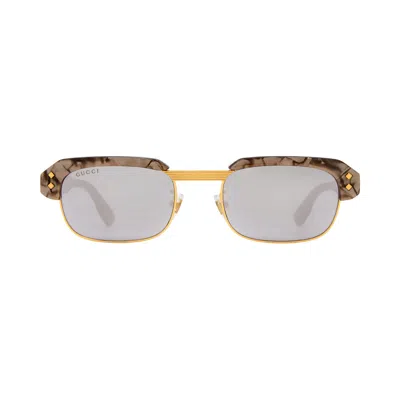 Pre-owned Gucci Rectangular Frame Sunglasses 'brown/silver' | Men's Size Onesize