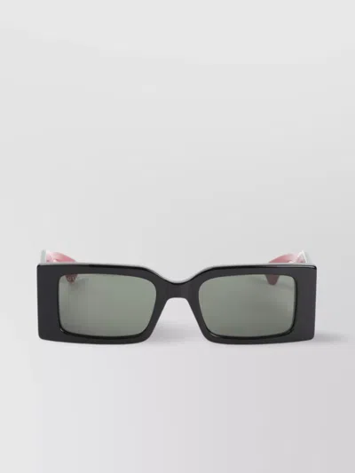 Gucci Rectangular Frame Sunglasses Exaggerated Temples In Black