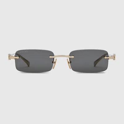Gucci Rectangular Frame Sunglasses In Gold
