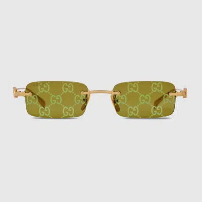 Gucci Rectangular Frame Sunglasses In Gold