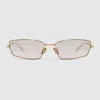 Gucci Rectangular Frame Sunglasses In Gold