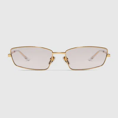 Gucci Rectangular Frame Sunglasses In Gold