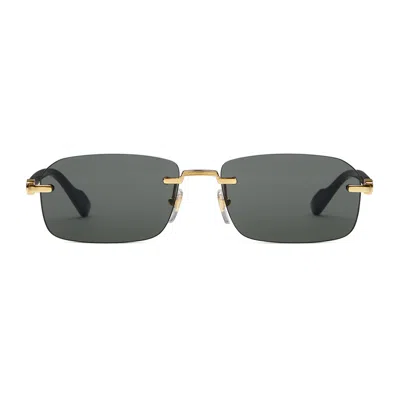 Gucci Rectangular Frame Sunglasses In Gold